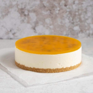 A cheesecake with passion fruit
